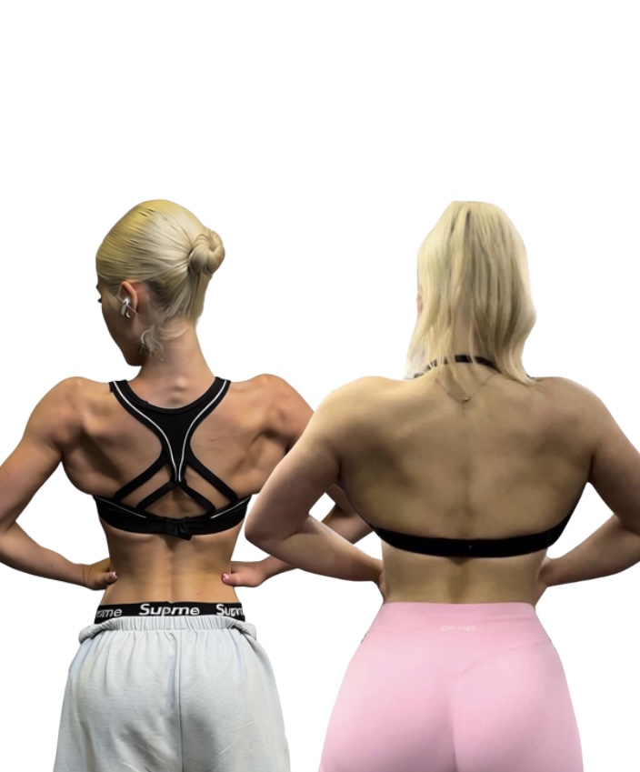 Two strong, defined backs — results built with consistent training and nutrition